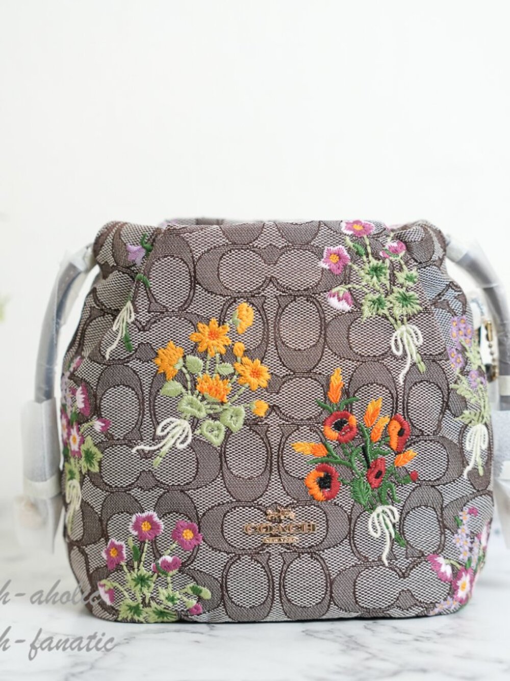 COACH CDZ94 Faye Mini Drawstring Bag Signature Jacquard Floral Embroidery NWT - Picture 6 of 16